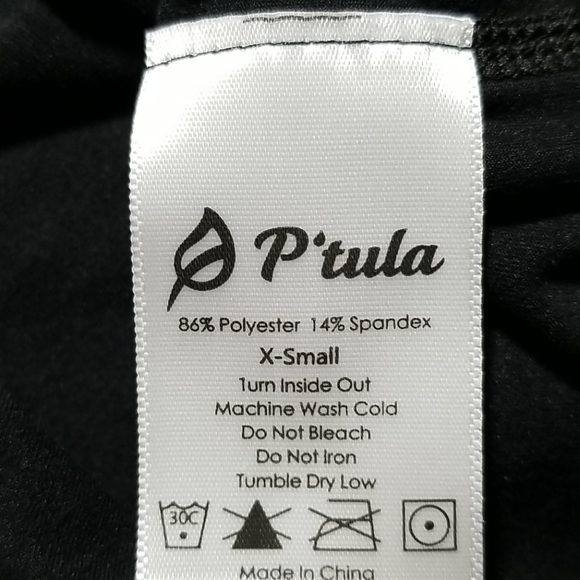 P'tula Molly Women's Top  Size XS Freestyle 3/4 Cinched Waist Baggy Black - Picture 9 of 9
